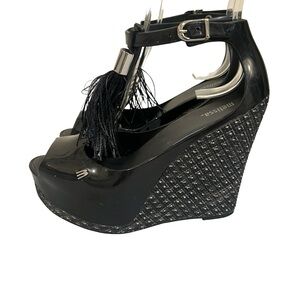Melissa Black and Gray Wedge Sandals